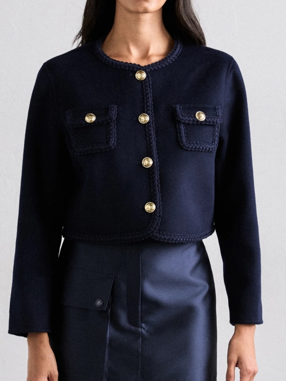 Sandro Lavande Navy Marine Blazer Jacket | FR 44 US 12